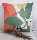 Vihreä lehti-printtinen sisututyynynpäällinen Halley, beige-musta-oranssi-vihreä-valkoinen – 45×45 cm, By Javy