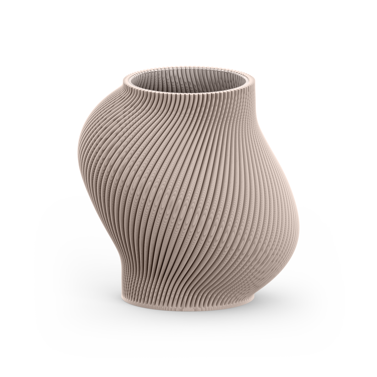 Maljakko Boyk-14 sivulta – beige epäsymmetrinen muoto 3D-tulostus detalji