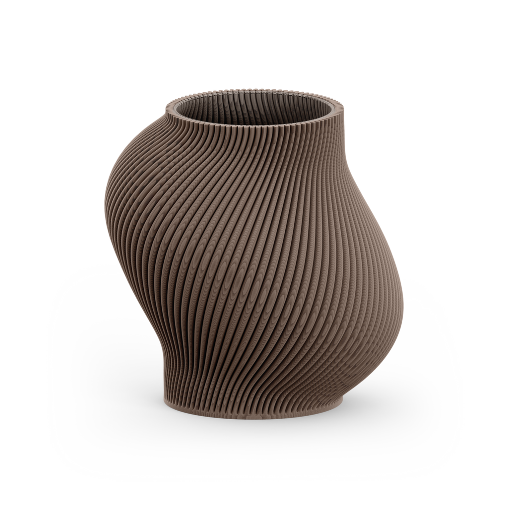 Maljakko Boyk-14 sivulta – taupe epäsymmetrinen muoto 3D-tulostus detalji