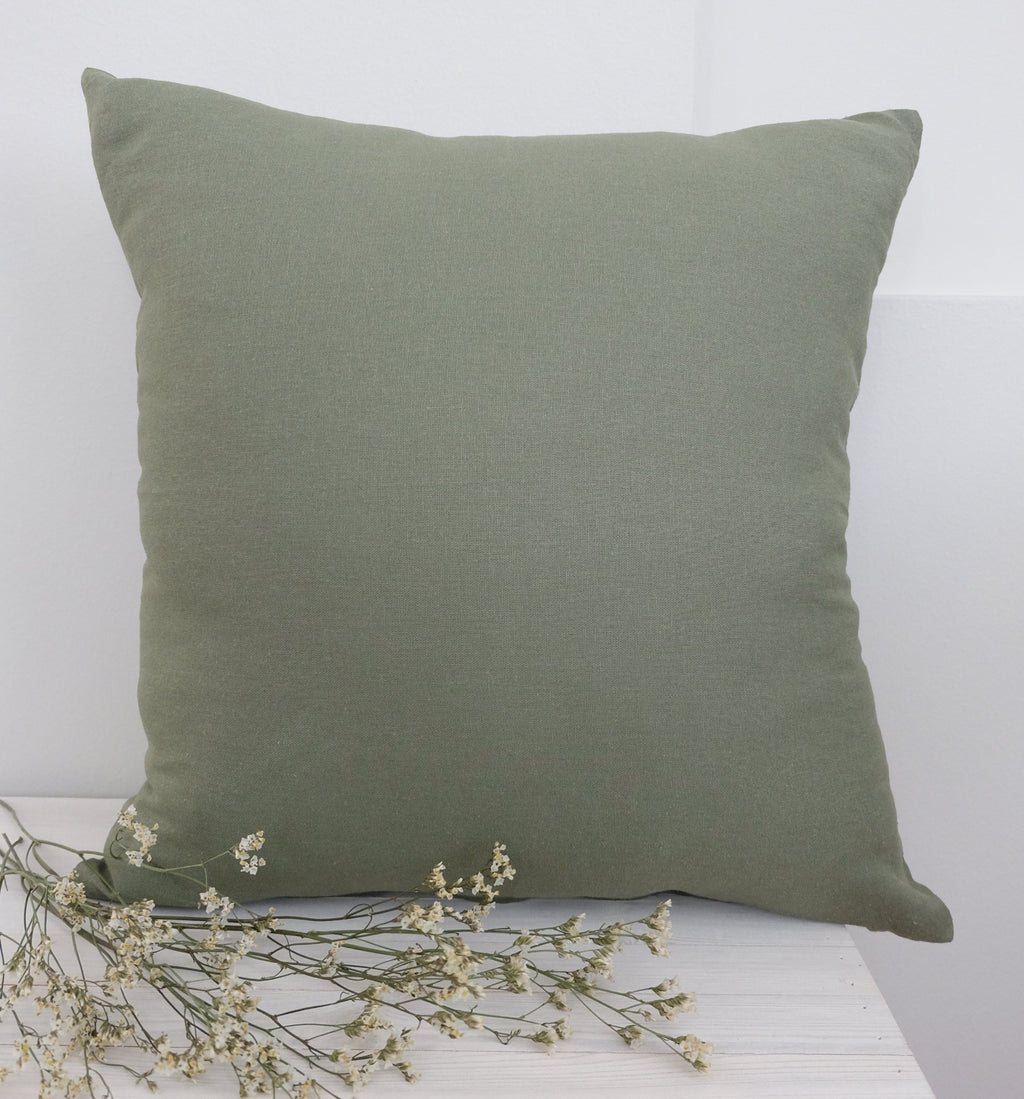 Oliivinvihreä pellava-viskoosi sisustustyynynpäällinen Verde – 50×50 cm, käsinvalmistettu Portugali, o cactuu