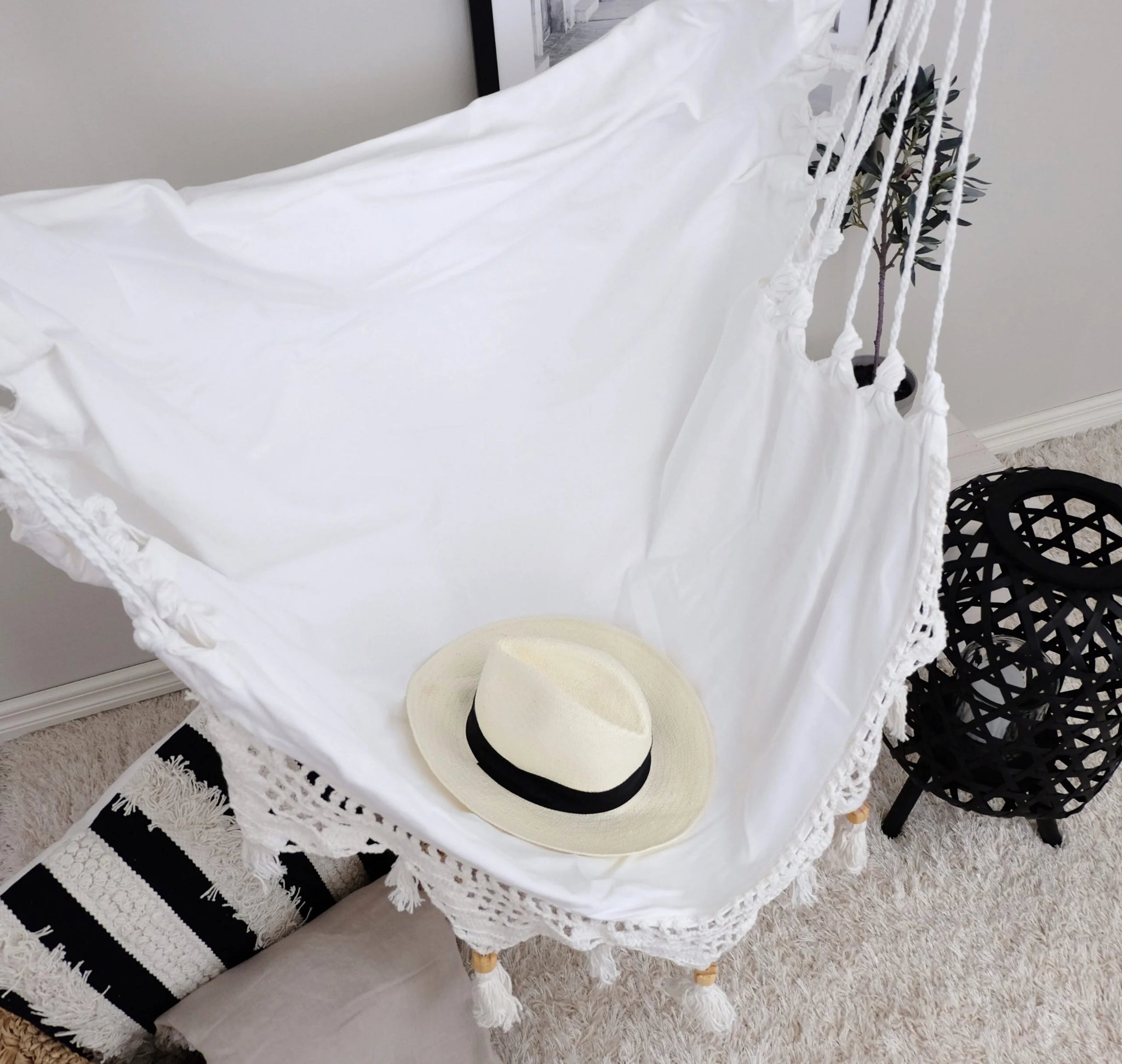 J-line by Jolipa Cotton -riipputuoli ylhäältä – valkoinen hengittävä istuin