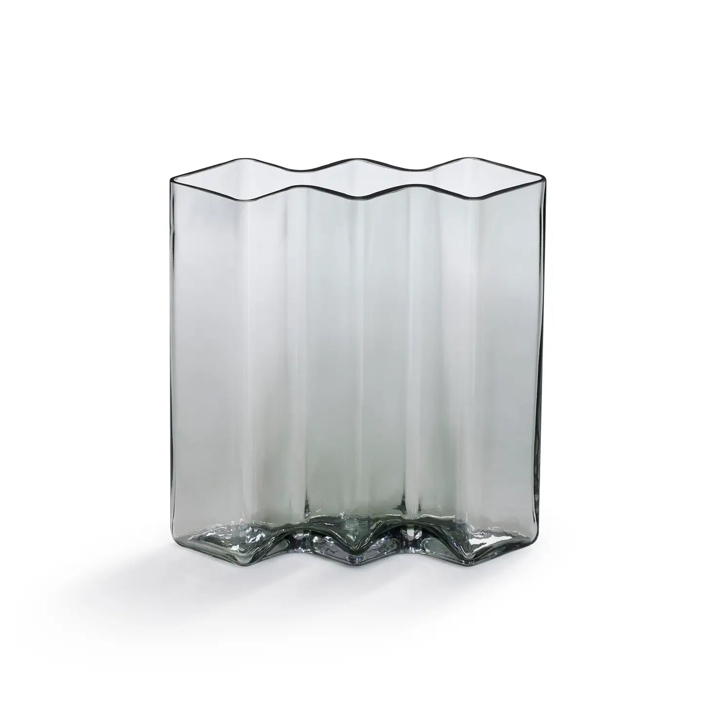 Maljakko Row sivulta – harmaa suupuhallettu lasi 3-osioinen kapea muoto detalji