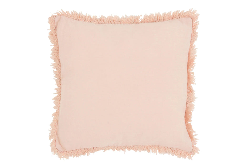 Frosty Pink -tyyny takaosa – pellava ja hapsut
