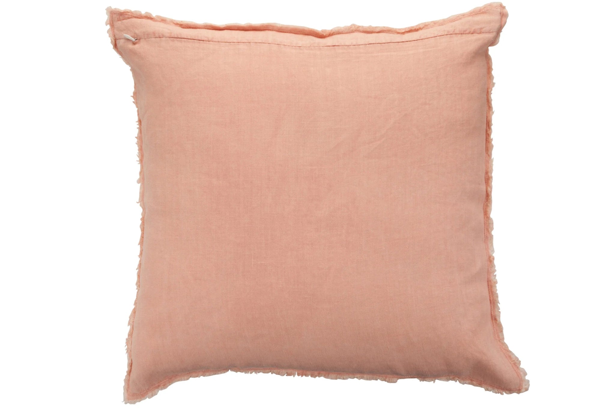 Sisustustyyny Peach Pink takaosa – vetoketju pellavainen tyyny