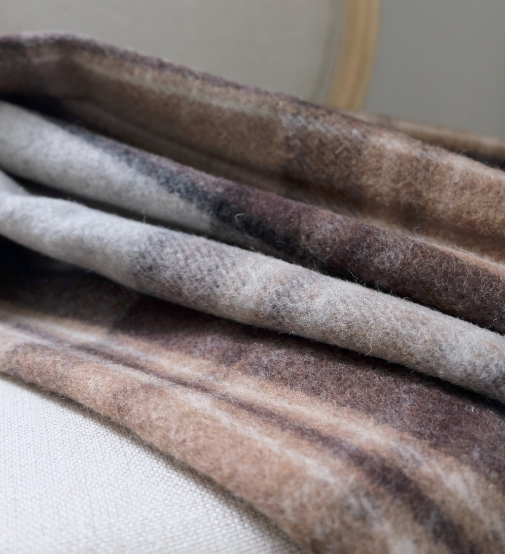 Torkkupeitto MacKellar yksityiskohta – BELPO tartan-ruutu villa reunaviimeistely beige ruskea