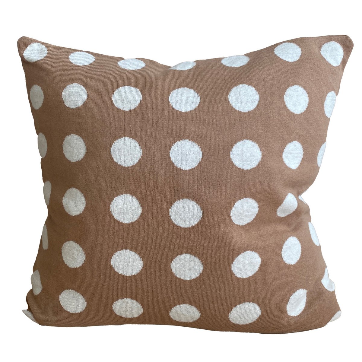 Tyynynpäällinen Astrid edestä – ruskea valkoinen pallokuvio jacquard-neulottu tyynynpäällinen 48 × 48 cm