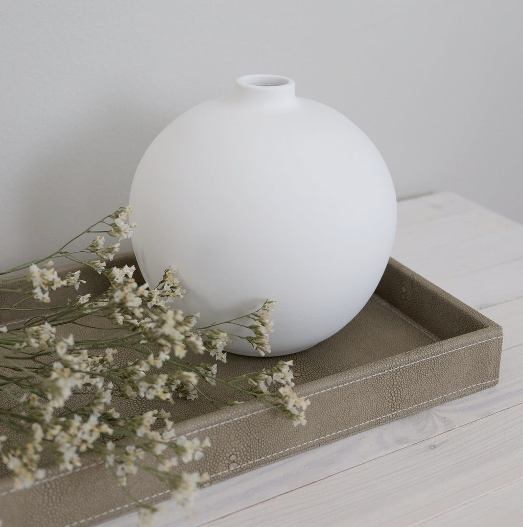 Valkoinen käsinvalmistettu keraaminen Blanc 03 maljakko 16 cm