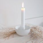 Kynttilänjalka valkoinen kulho pitkälle kynttilälle