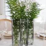 Kapea 3-osioinen lasimaljakko harmaa