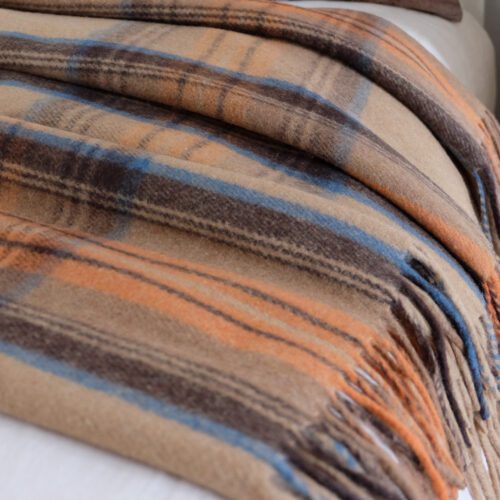 Torkkupeitto ruudullinen tartan oranssi villaa